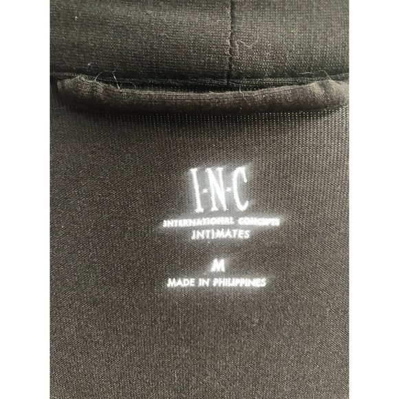 NEW! International Concepts Intimates Short Robe Wmns Sz M Black White Paisley - Picture 3 of 5